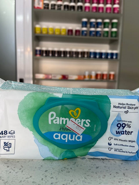 Pampers Aqua baby wipes.