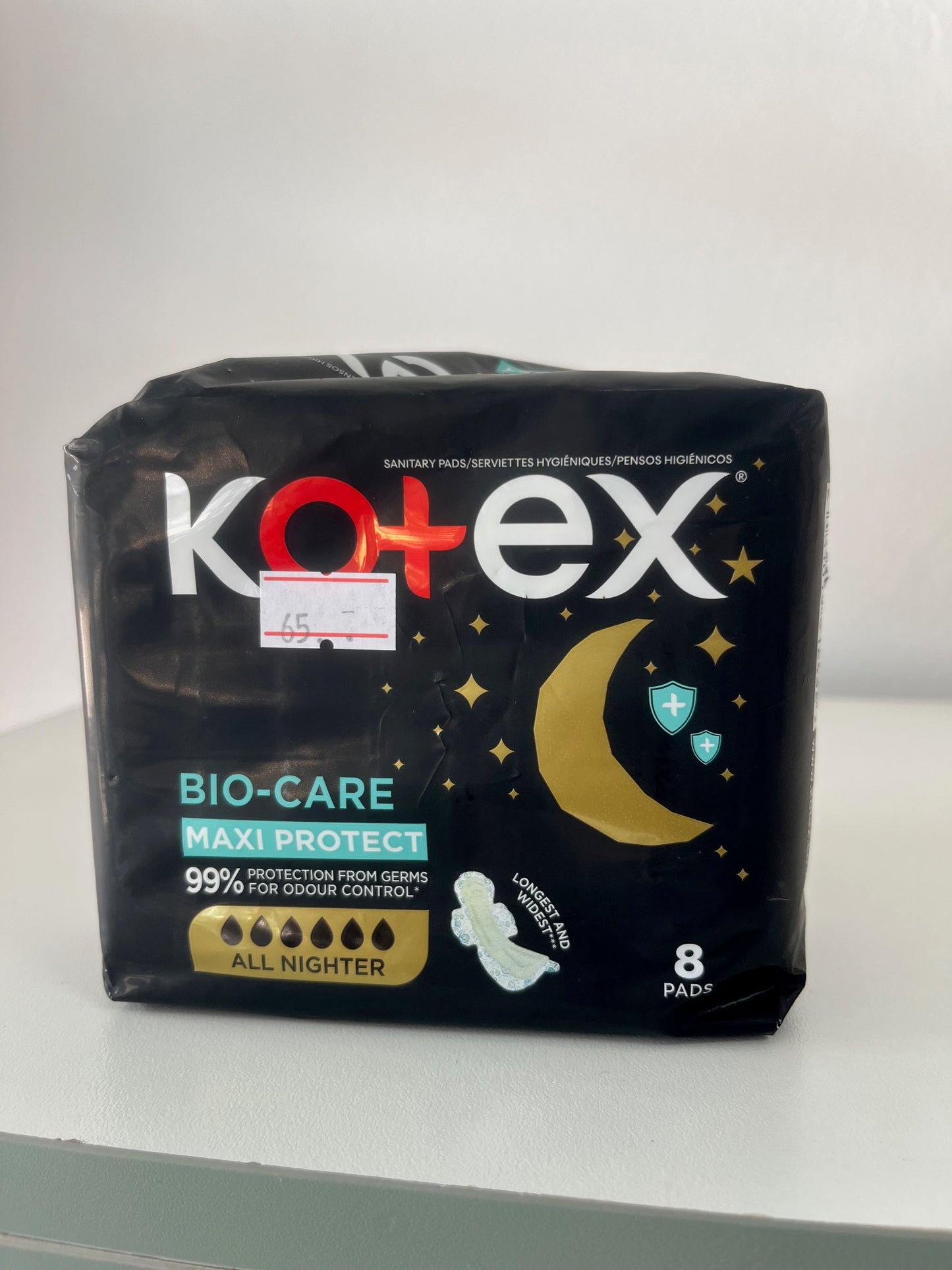 Kotex Bio-Care maxi pads 8's.